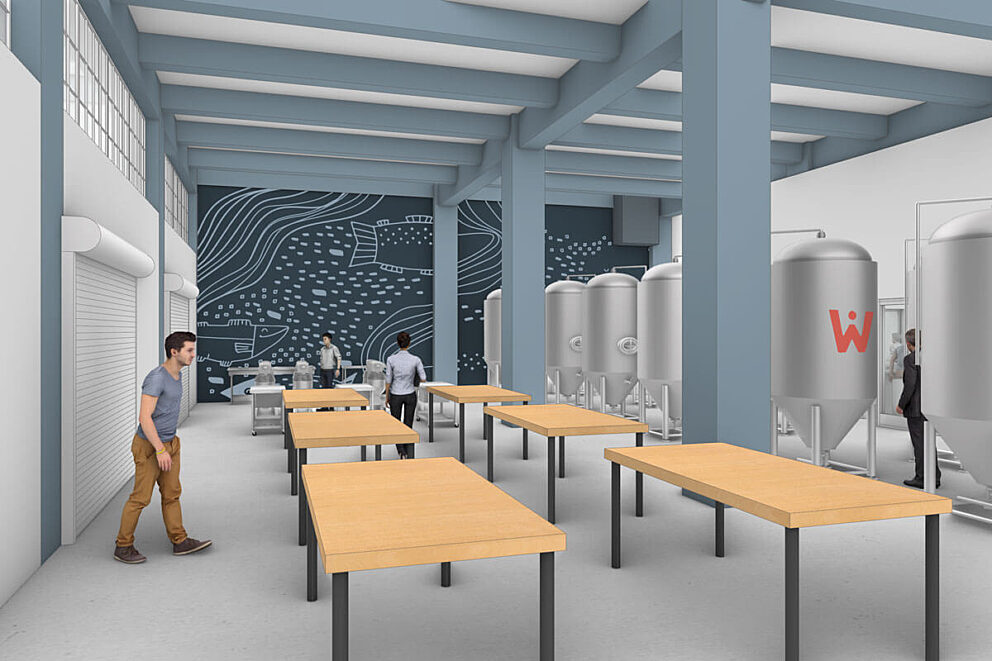 Pilot Plant rendering showing tables